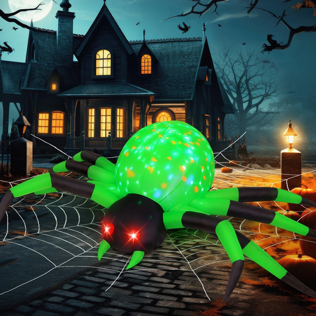 9 FT Halloween Giant Light-Up Spider Inflatable