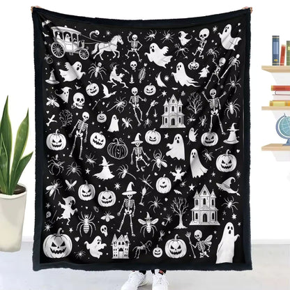 Halloween Coloring Blanket with 24 Washable Markers