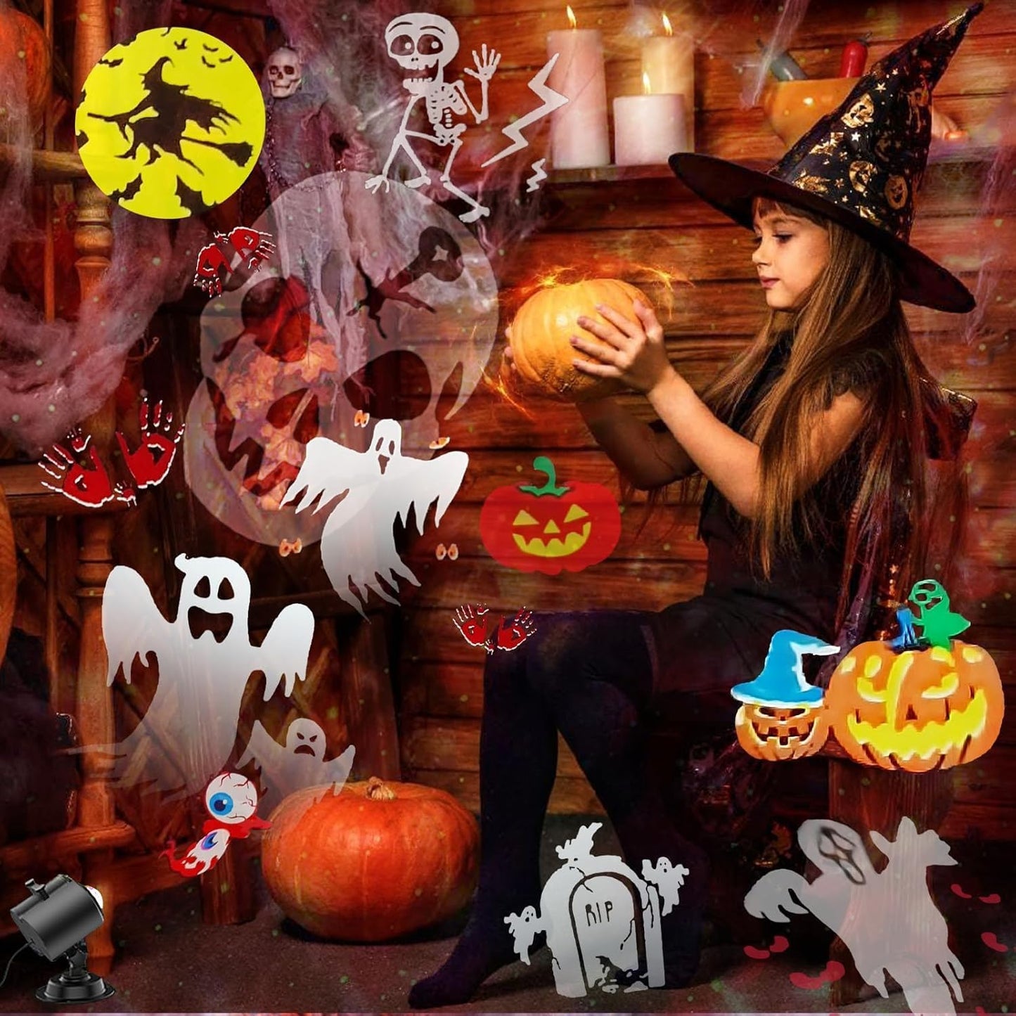 Halloween Projector Light with 19 HD Slides & Remote
