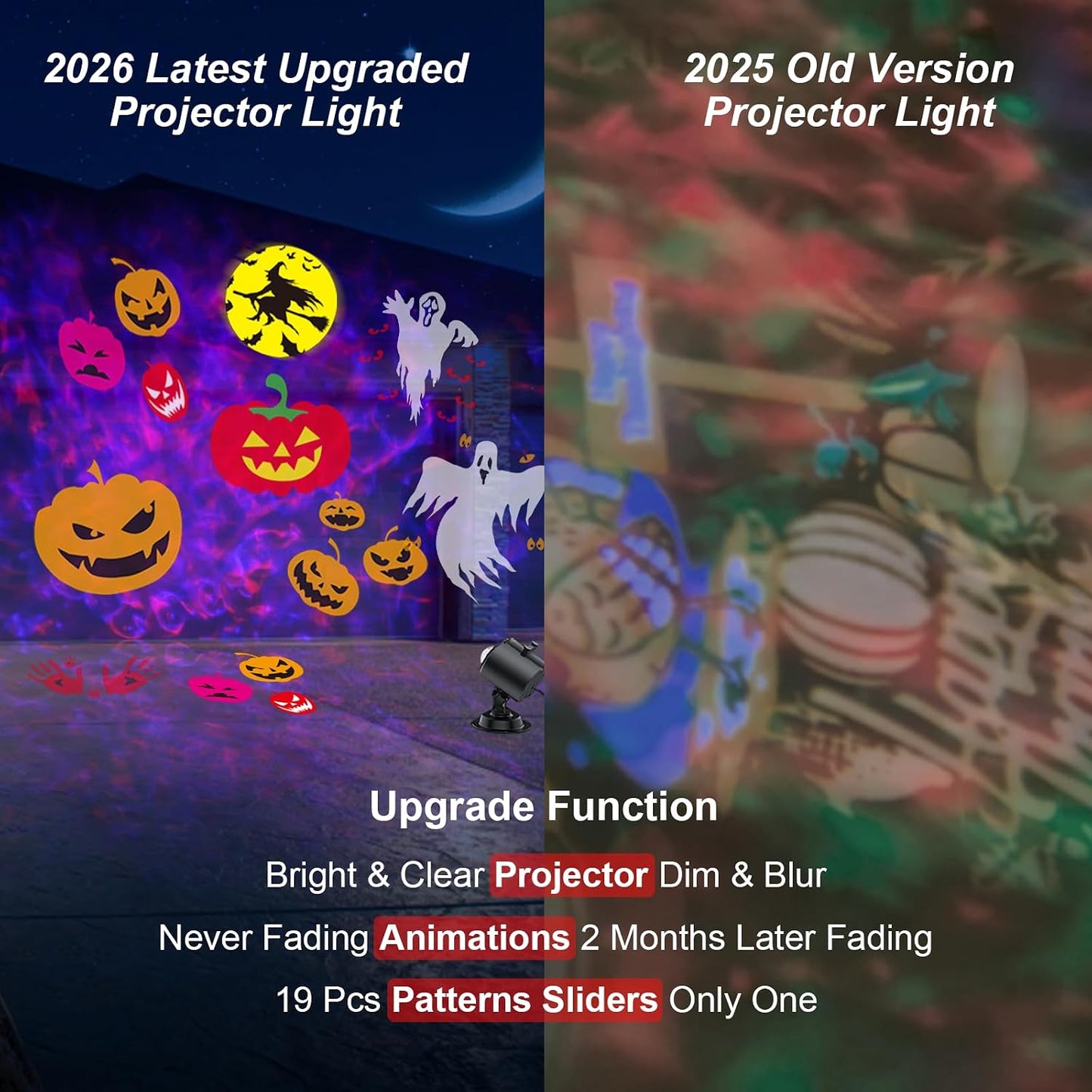 Halloween Projector Light with 19 HD Slides & Remote