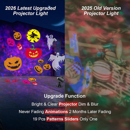 Halloween Projector Light with 19 HD Slides & Remote