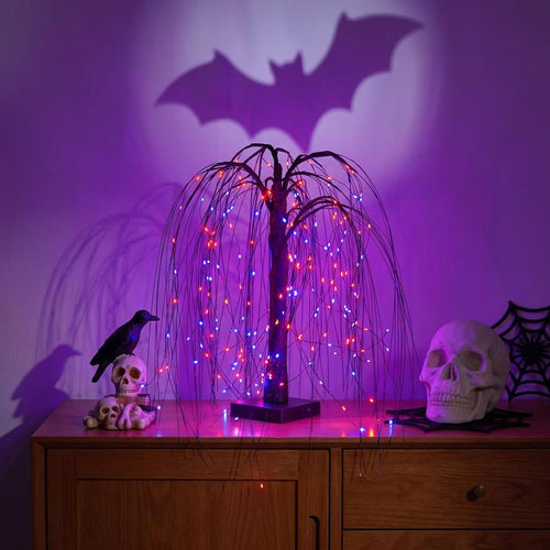 15.75-Inch Lighted Halloween Willow Tree with Colorful LED Lights