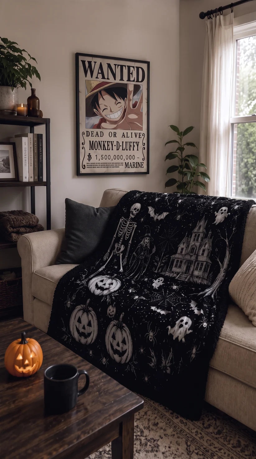 Halloween Coloring Blanket with 24 Washable Markers